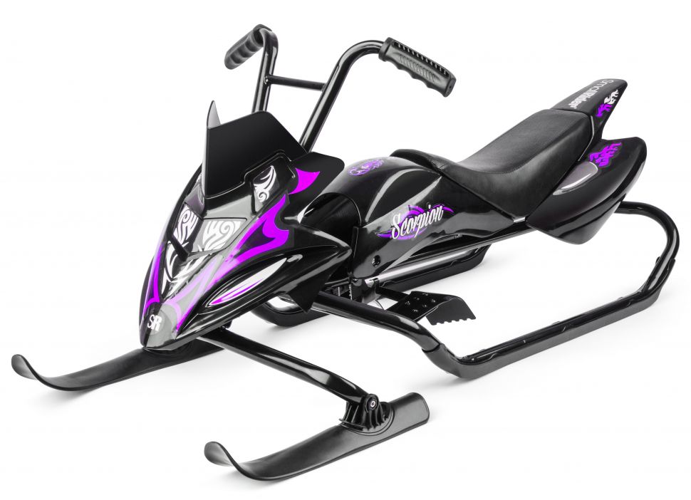 Снегокат-снегоход Small Rider Scorpion DUO, две лыжи спереди (черный с фио фото 1